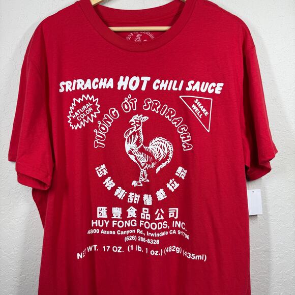 Men's Red Sriracha Hot Chili Sauce Short Sleeve T-Shirt Size XL NEW - Picture 2 of 5